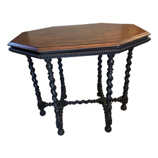 Antique Octagonal Table Barley Twist Jacobean Revival Table For Sale