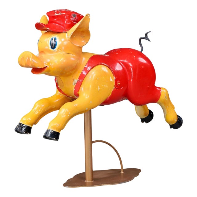 Three Piglets Carousel Sculpture in Polychrome Wood attributed to Bernard Kindt, 1960s For Sale
