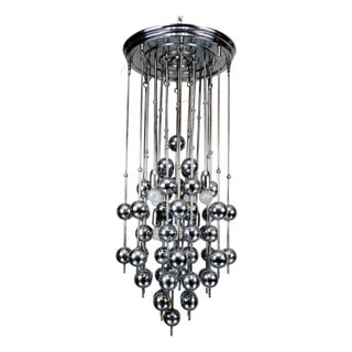 Italian Chrome Chandelier with Spherical Elements, 1970s For Sale
