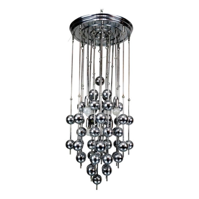 Italian Chrome Chandelier with Spherical Elements, 1970s For Sale