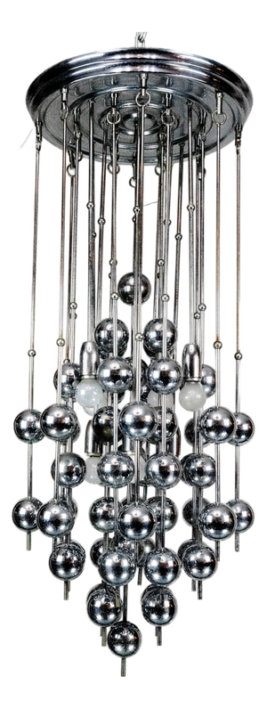 Italian Chrome Chandelier with Spherical Elements, 1970s