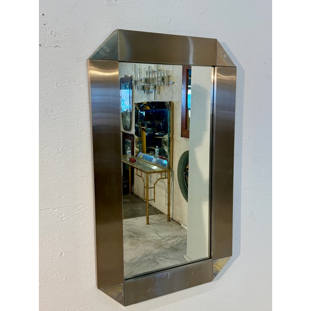 Metal Vintage Italian Chrome-Framed Wall Mirror For Sale - Image 7 of 7