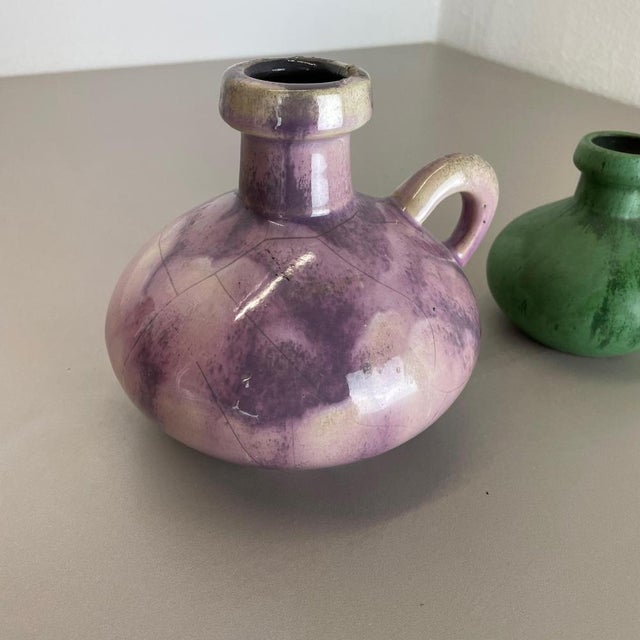 1970s Set Colorful Ceramic Studio Pottery Vases from Otto Keramik, Germany, 1970s, Set of 3 For Sale - Image 5 of 18