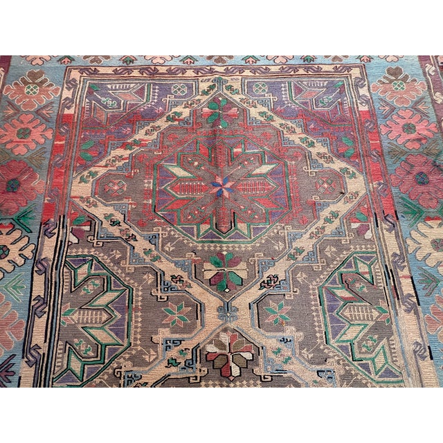 Antique Caucasian Worn Medallion Tribal Rug - 11'8" X 6'3" For Sale - Image 6 of 14
