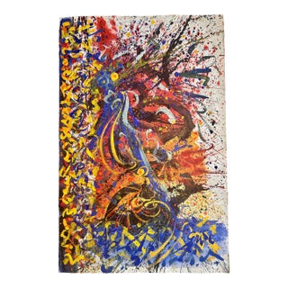 Hendrik Grise Large Abstract Expressionist Mixed Media Painting For Sale
