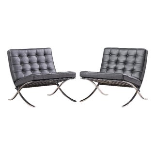 Mies Van Der Rohe for Knoll Mid Century Barcelona Chairs - Pair For Sale