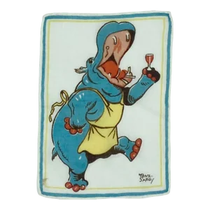 Mid 20th Century Vintage Tony Sarg Hippo Cocktail Napkin
