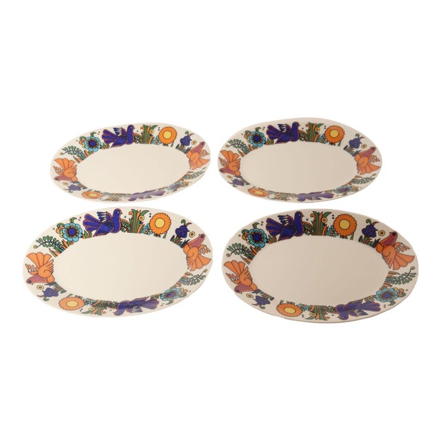 Set of Four Vintage Villeroy & Boch "Acapulco" Bird Motif Deep Oval Plates For Sale