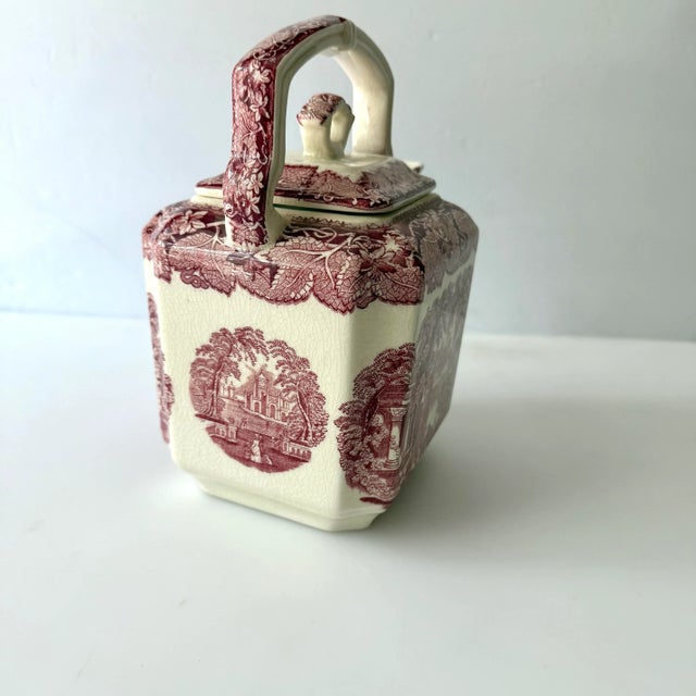 Mason's Ironstone 1940’s Mason’s “Vista” Pink Ironstone Teapot For Sale - Image 4 of 9