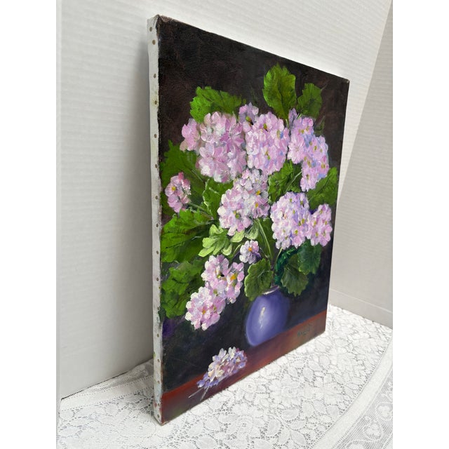 Vintage Lush Hydrangea Bouquet Painting For Sale In Sacramento - Image 6 of 9