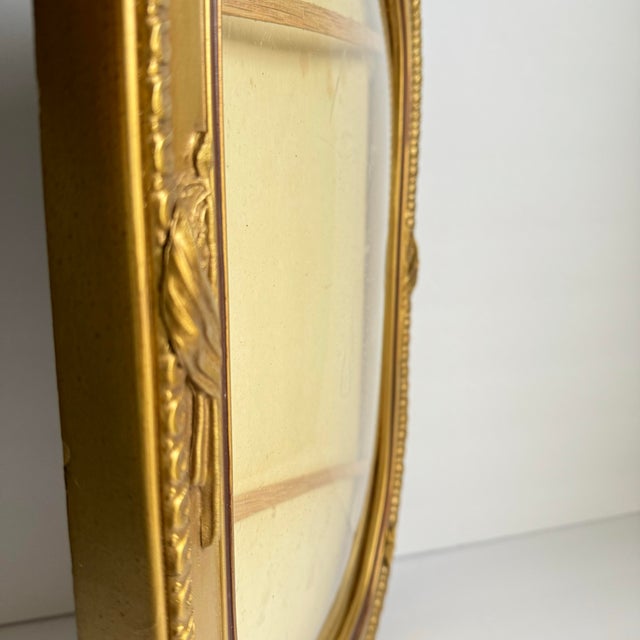 Antique Eagle Convex Glass Picture Frame Gold Military Wwii Usa Large Oval Portrait For Sale - Image 6 of 8