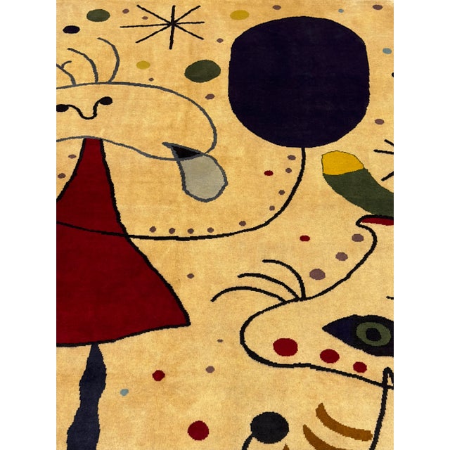 French Artistic Designed After J. Miro Rug 6'0" X 6'7'' For Sale - Image 12 of 12