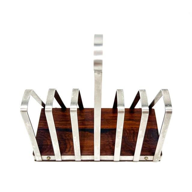 1960s Danish Lundtofte Stainless Steel & Rosewood Toast Rack – Scandinavian Modern / Mid-Century For Sale - Image 9 of 9
