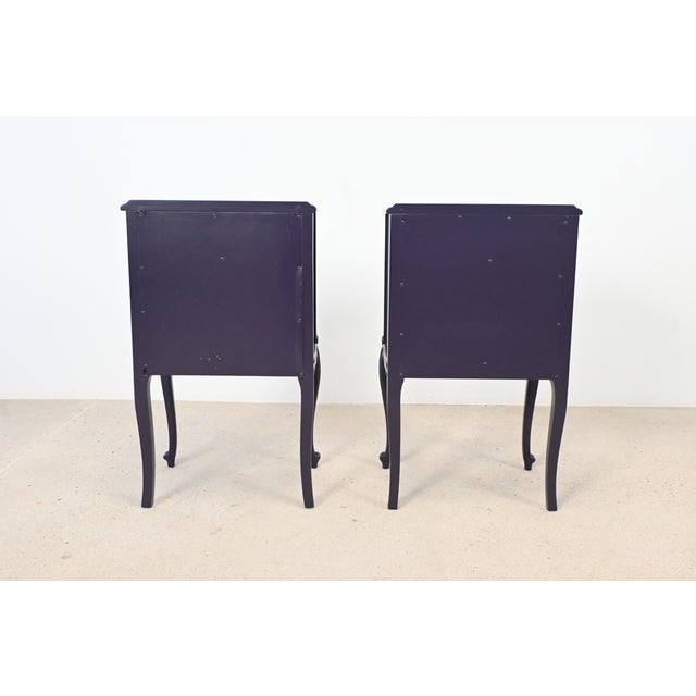Drexel French Louis XV Style Dark Plum Nightstands, Pair | Newly Refinished For Sale - Image 14 of 15
