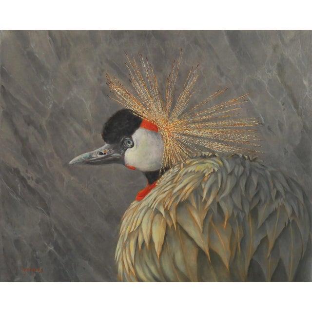Sylvia Ajacques, Crowned Crane, 2025, Oil on Canvas For Sale - Image 6 of 6