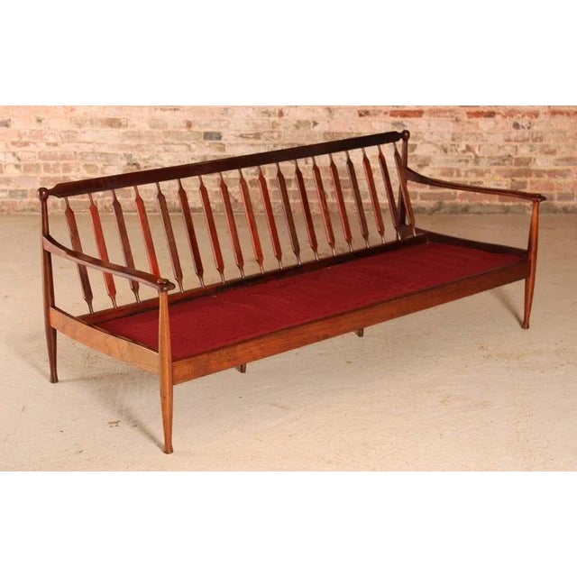 Mid-Century Danish Rosewood 3-Seater Sofa with Red Wool Upholstery, 1960s For Sale - Image 12 of 13