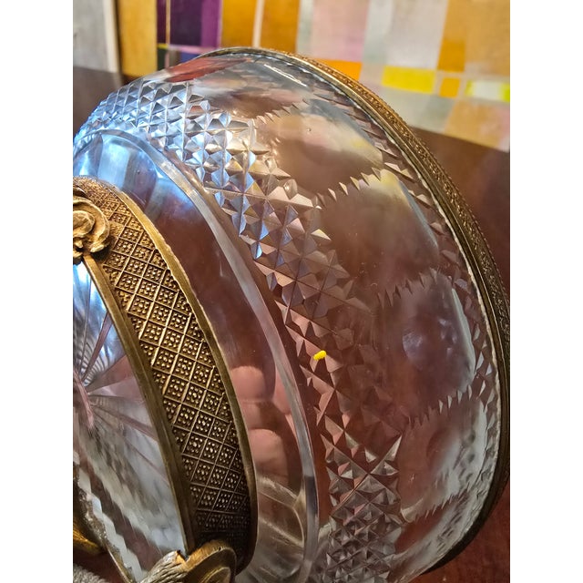 Metal Antique Baccarat Style Crystal and Bronze Footed Bowl For Sale - Image 7 of 10