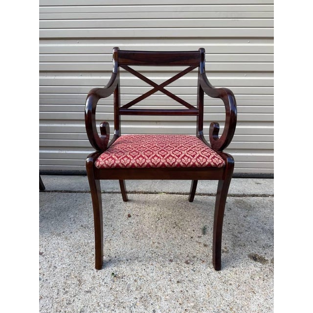 English Late 20th Century Vintage Regency Staining Mahogany Upholstered Dining Chairs - Set of 6 For Sale - Image 3 of 12