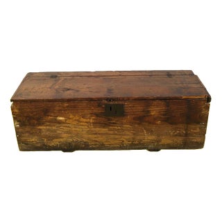 Rectangular Wooden Chest with Numbered Metal Lock For Sale