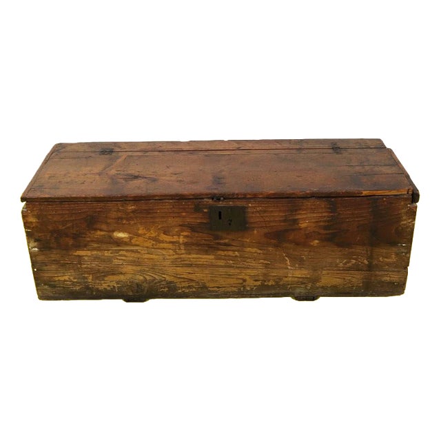 Rectangular Wooden Chest with Numbered Metal Lock For Sale