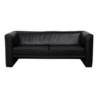 Visavis Two-Seater Sofa in Black Leather from Brühl For Sale