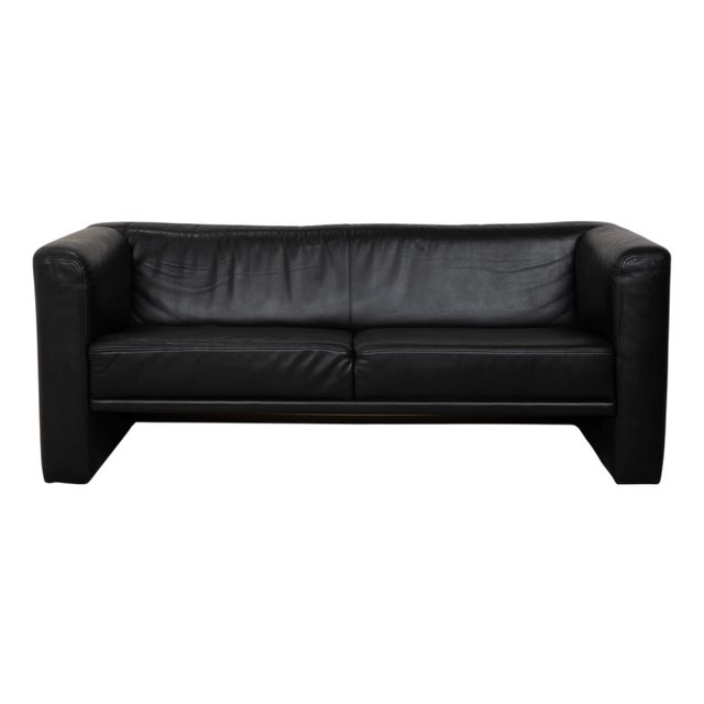 Visavis Two-Seater Sofa in Black Leather from Brühl For Sale