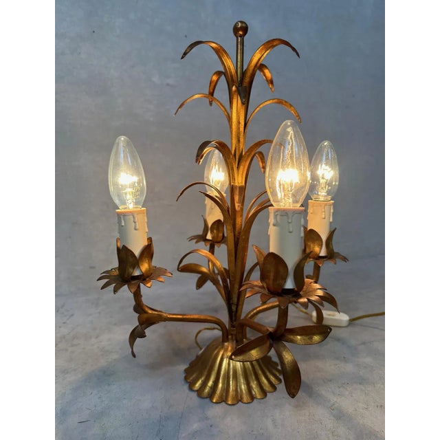 Vintage Hollywood Regency Palm Table Lamp For Sale - Image 4 of 10