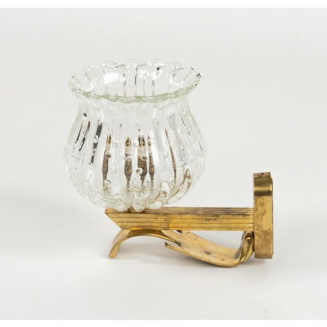 Mid-Century Sconces in Glass and Brass in the style of Barovier and Toso, Italy, 1960s, Set of 2 For Sale - Image 9 of 17