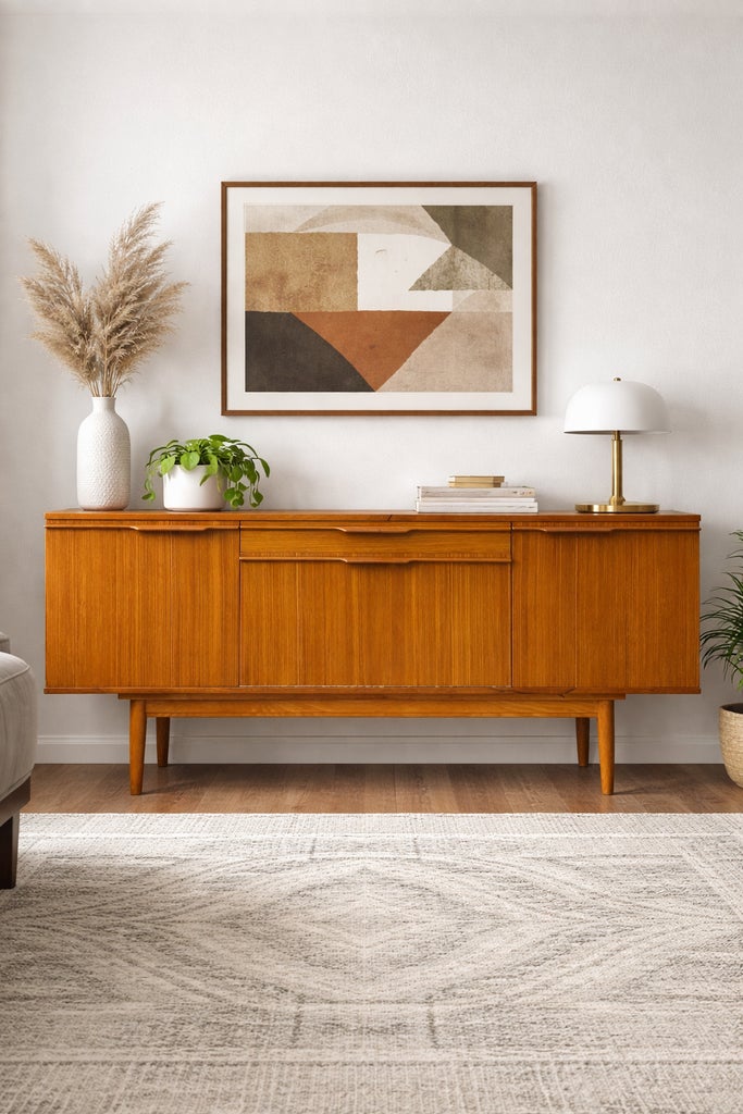 Mid Century Modern Zebrawood Sideboard / Credenza | Drop Front Bar