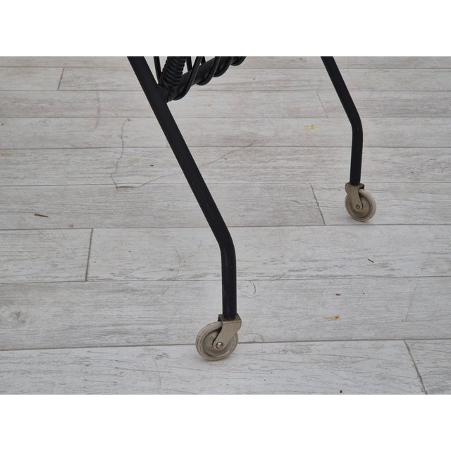 Black Vintage Scandinavian Side Table in Glass with Brass Wheels, 1970s For Sale - Image 8 of 17