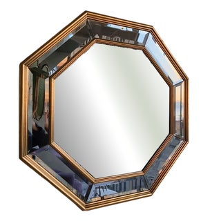 Vintage Gold Octagonal Bevelled Mirror from Deknudt, Belgium, 1970s For Sale