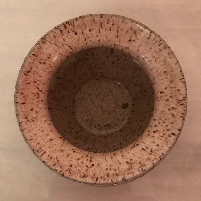 Mid-Century Modern Artisan Thrown Vintage Glazed Pottery Vessel For Sale - Image 3 of 9