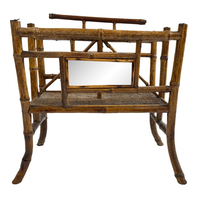 Antique 19th Century English Victorian Tortoise Bamboo Magazine Rack Stand For Sale