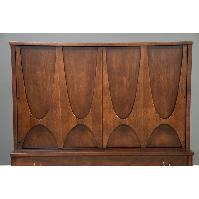 1960s Refinished Broyhill Brasilia Walnut Tall Mid Century Dresser For Sale - Image 10 of 12