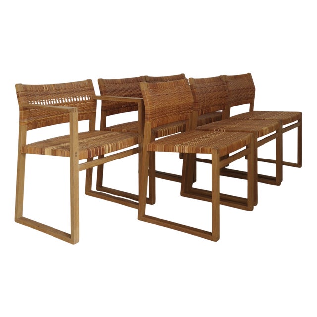 Mid-Century Scandinavian Oak Dining Room Chairs attributed to Børge Mogensen, Denmark, 1950s, Set of 6 For Sale