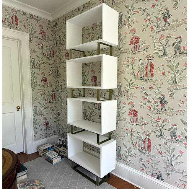 Villa & House Victor Etagere Four lacquered rectangles joined by open brass frames. Storage and display that is pretty on...