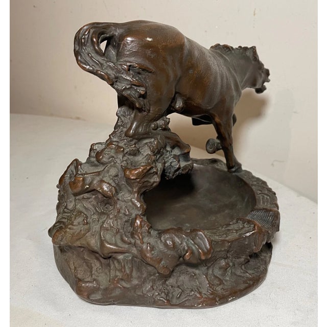 Large Rare Antique Running Horse Ashtray Armor Bronze Clad Statue Sculpture Dish For Sale - Image 12 of 16
