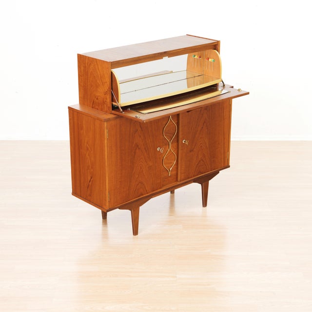 1960s Teak English Dry Bar Liquor Cabinet For Sale - Image 9 of 15