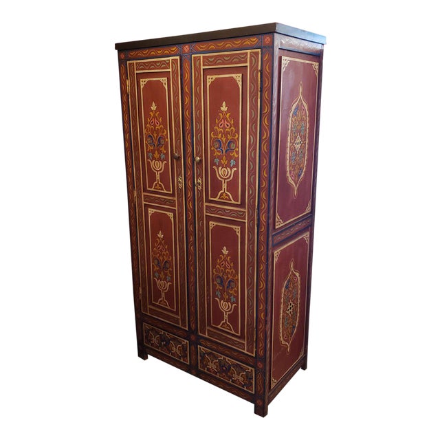 Moroccan Handpainted Wooden Armoire Chairish