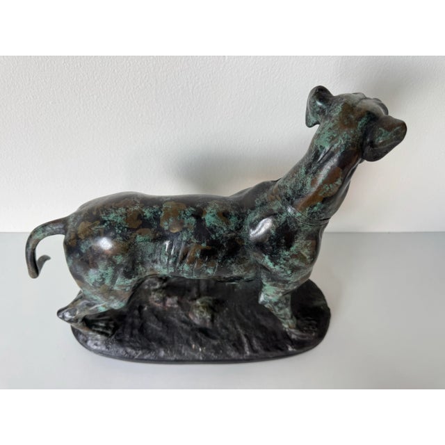 Bronze Vintage Bronze Dog Sculpture Signed Roger For Sale - Image 8 of 12