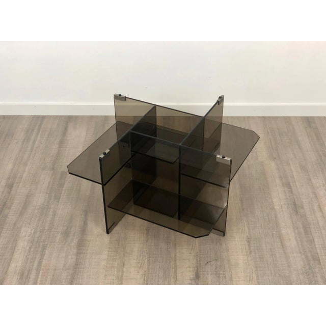 Smoked Glass Coffee Side Table, Italy, 1970s For Sale - Image 8 of 12
