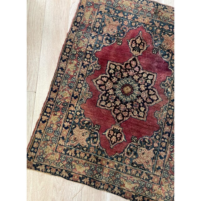 Persian Exquisite Antique Persian Kerman Lavar Rug 2.1' X 3.2' (64cm X 98cm) 1880s For Sale - Image 3 of 6