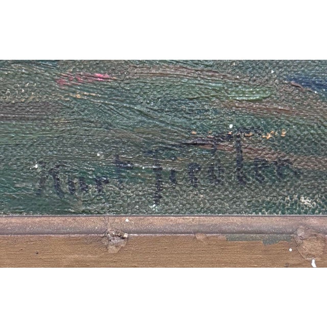 Large Antique European Pastoral Landscape Oil Painting, Signed, Circa 1920s–1940s For Sale In Houston - Image 6 of 8
