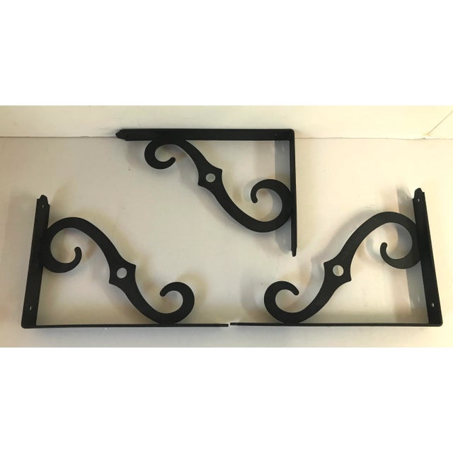 Vintage Black Metal Corner Brackets - Set of 3 For Sale - Image 4 of 7