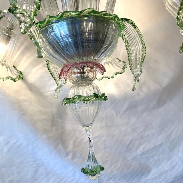 Vintage Venetian Glass Chandelier For Sale - Image 9 of 16