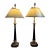 Vintage Pair of Maitland Smith Tall Black and Gold Column Style Table Lamps For Sale