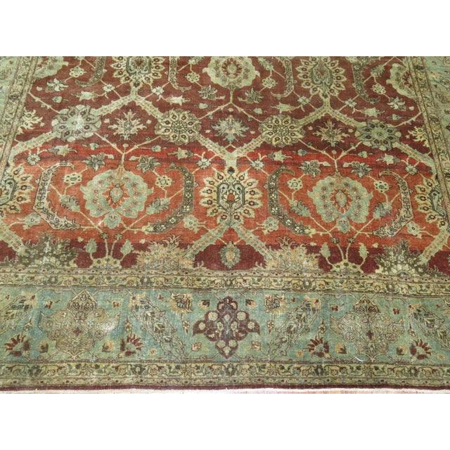 Antique Zabihi Collection Crimson Persian Tabriz Room Size Rug - 9'8" x 12'10" For Sale - Image 4 of 11