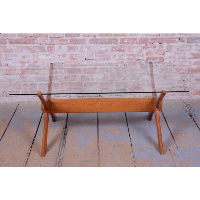 Mid-Century Oak and Glass Dining Table attributed to F. S. Abeln, Italy, 1950s For Sale - Image 4 of 10