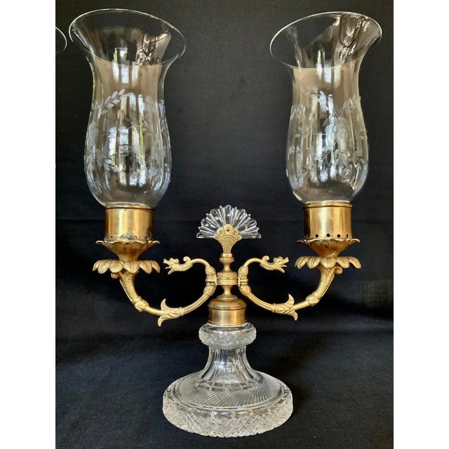 Late Empire Restauration Paris Bronze Ormolu & Cut Glass Candelabra (2) c.1825-1840 (high confidence). Finely detailed...