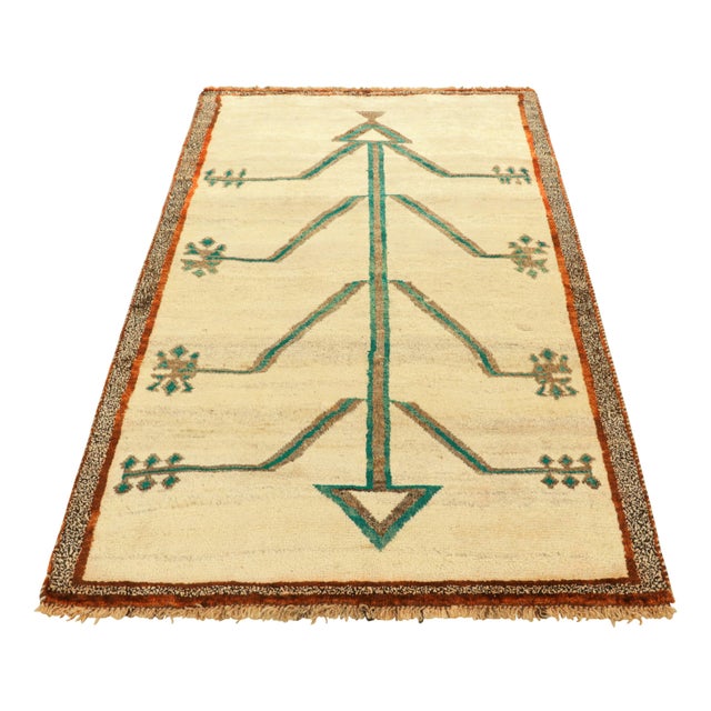 Rug & Kilim Vintage Persian Gabbeh Rug in Beige With Geometric Pattern | Rug & Kilim For Sale - Image 4 of 6